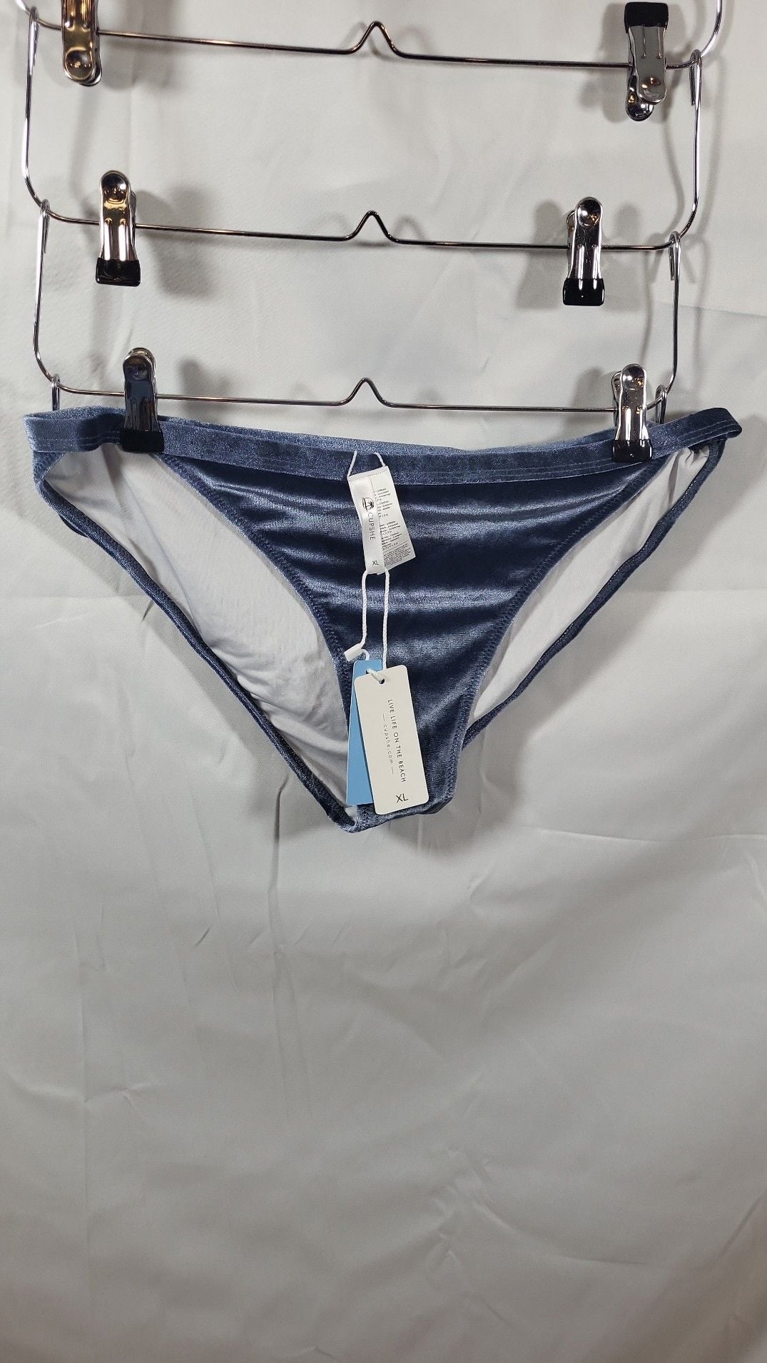 Cupshe Women's Blue Velvet Hipster Bikini Bottom Size Xl Nwt